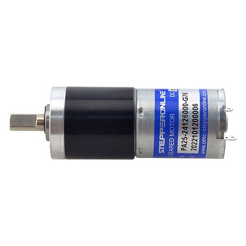 Brushed 12V DC Gear Motor 1.6Kg.cm/59RPM w/ 76:1 Planetary Gearbox - PA25-24126000-G76 | StepperOnline AU