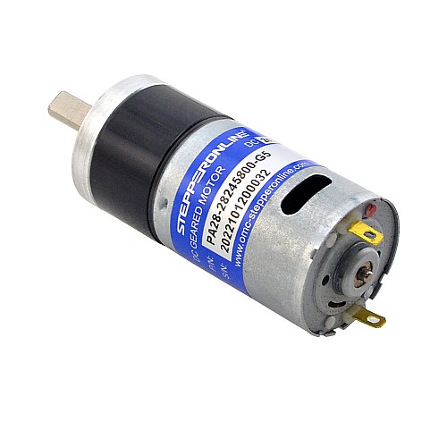 Brushed 24V DC Gear Motor 0.24Kg.cm/888RPM w/ 5.18:1 Planetary Gearbox - PA28-28245800-G5 | StepperOnline AU