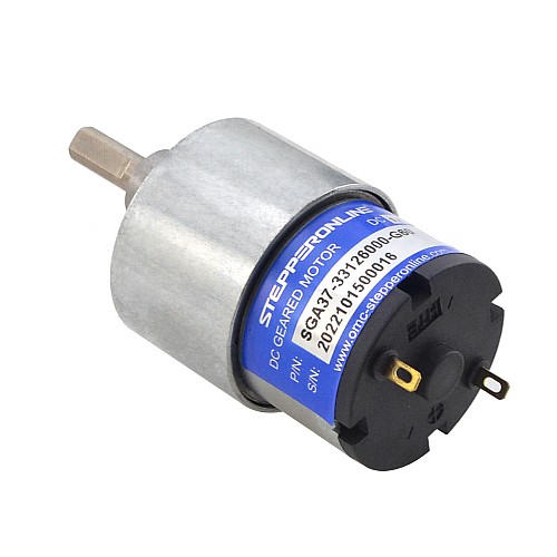 Brushed 12V DC Gear Motor 3Kg.cm/73RPM 60:1 Spur Gearbox - SGA37-33126000-G60 | StepperOnline AU