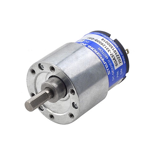 Brushed 12V DC Gear Motor 3Kg.cm/73RPM 60:1 Spur Gearbox - SGA37-33126000-G60 | StepperOnline AU