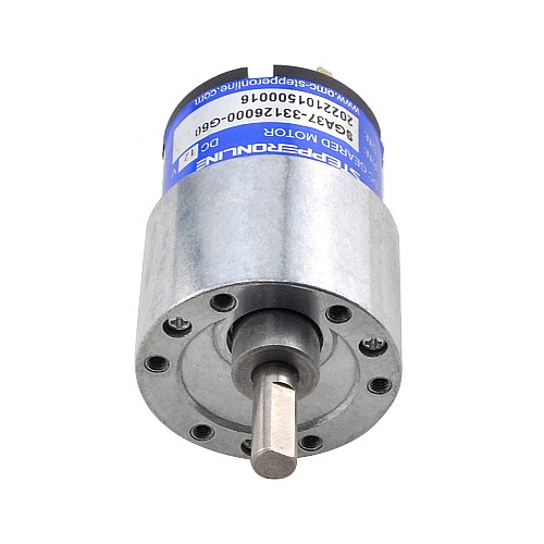 Brushed 12V DC Gear Motor 3Kg.cm/73RPM 60:1 Spur Gearbox - SGA37-33126000-G60 | StepperOnline AU