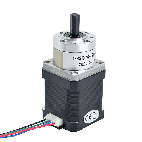 Nema 17 Stepper Motor Bipolar L=48mm w/ Gear Ratio 5:1 Planetary Gearbox 1850mm Cable Length - 17HS19-1684S-PG5X | StepperOnline AU