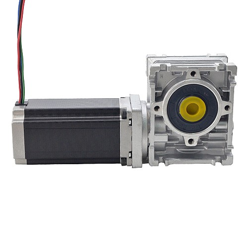 Nema 23 Stepper Motor L=113mm Gear Ratio 7.5:1 Worm Gearbox NMRV30 Worm Gear Speed Reducer - 23HS45-4204S-RV30-G7.5 | StepperOnline AU