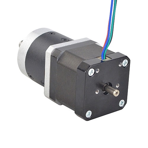 Nema 17 Dual Shaft Stepper Motor L=39mm Gear Ratio 10:1 High Precision Planetary Gearbox 9.5mm Rear Shaft Length - 17HS15-1684D-HG10-AR3 | StepperOnline AU