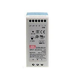 DRA-60-24 MEANWELL 60W 24VDC 2.5A 115/230VAC Single Output Switching Power Supply