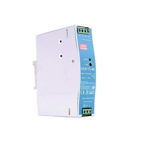 EDR-75-48 MEANWELL 76.8W 48VDC 1.6A 115/230VAC Single Output Industrial DIN RAIL - EDR-75-48 | StepperOnline AU