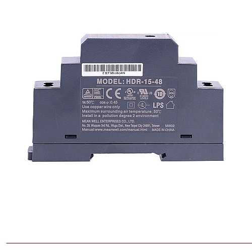 HDR-15-48 MEANWELL 15.4W 48VDC 0.32A 115/230VAC Ultra Slim Step Shape DIN Rail Power Supply - HDR-15-48 | StepperOnline AU