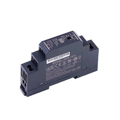 HDR-15-5 MEANWELL 15W 5VDC 2.4A 115/230VAC Ultra Slim Step Shape DIN Rail Power Supply - HDR-15-5 | StepperOnline AU