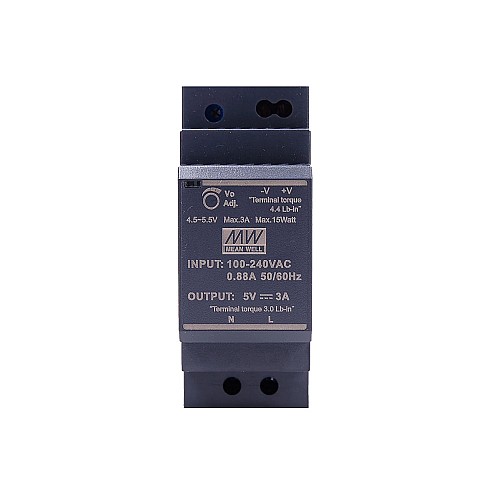 HDR-30-5 MEANWELL 15W 5VDC 3A 115/230VAC Ultra Slim Step Shape DIN Rail Power Supply - HDR-30-5 | StepperOnline AU