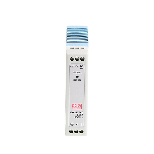 MDR-10-5 MEANWELL 10W 5VDC 2A 115/230VAC Single Output Industrial DIN Rail Power Supply - MDR-10-5 | StepperOnline AU