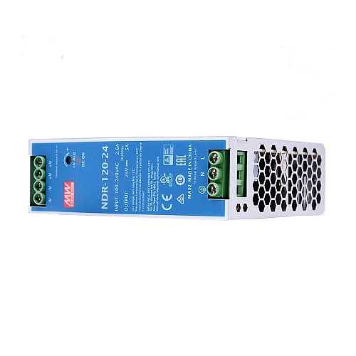 NDR-120-24 MEANWELL 120W 24VDC 5A 115/230VAC DIN Rail Power Supply - NDR-120-24 | StepperOnline AU