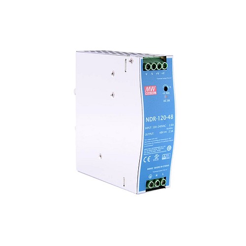 NDR-120-48 MEANWELL 120W 48VDC 2.5A 115/230VAC Single Output Industrial DIN RAIL - NDR-120-48 | StepperOnline AU