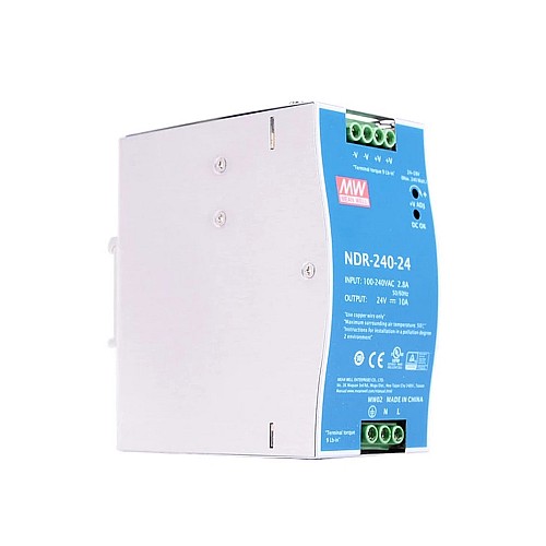 NDR-240-24 MEANWELL 240W 24VDC 10A 115/230VAC DIN Rail Power Supply - NDR-240-24 | StepperOnline AU