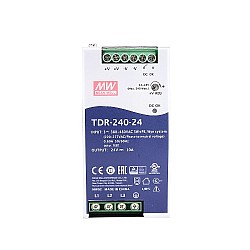 TDR-240-24 MEANWELL 240W 24VDC 10A 400/500VAC Slim Three Phase Industrial DIN Rail With PFC Function