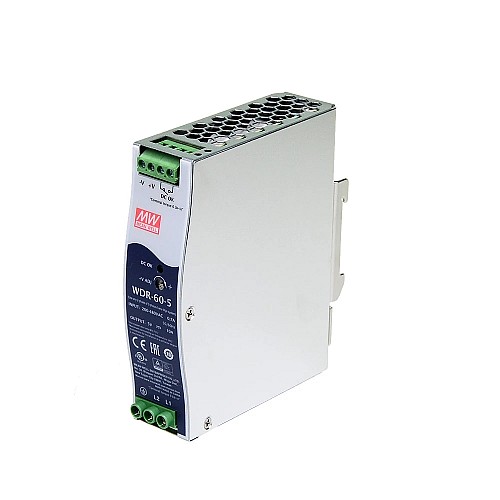 WDR-60-5 MEANWELL 50W 5VDC 10A 230/400VAC UltraWide Input Industrial DIN Rail Power Supply - WDR-60-5 | StepperOnline AU