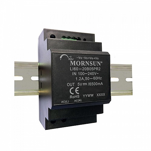 60W 5V 6.5A 85-264VAC/120-370VDC DIN Rail Switching Power Supply - LI60-20B05PR2 | StepperOnline AU