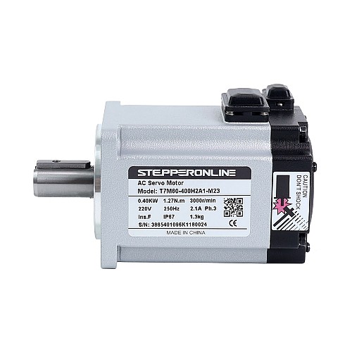 T7 Series EtherCAT 400W AC Servo Motor Kit 3000rpm 1.27Nm 23-Bit Encoder IP67 - T7-EC400H2A1-M23 | StepperOnline AU