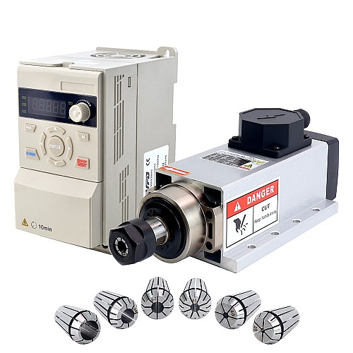 220V 2.2KW 80x73x193.5mm Air Cooled Spindle Motor and 3HP 2.2KW 12.5A Variable Frequency Drive Kit - VSK-ASL2.2B | StepperOnline AU