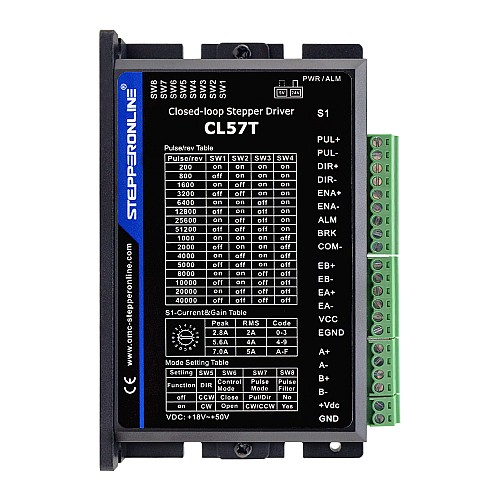 Closed Loop Stepper Driver 0-8.0A 24-48VDC for Nema 17, 23, 24 Stepper Motor - CL57T | StepperOnline AU