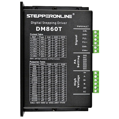 Digital Stepper Driver 2.4-7.2A 18-80VAC or 36-110VDC for Nema 34 Motor - DM860T | StepperOnline AU