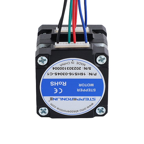 Nema 16 Assembled Motor w/ Hollow & Solid Shaft Bipolar 1.8deg 8Ncm(11.33oz.in) 0.3A 39x39x40mm 4 Wires - 16HS16-0304S-C1 | StepperOnline AU