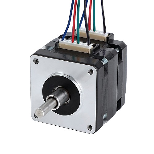 Nema 16 Assembled Motor w/ Hollow & Solid Shaft Bipolar 1.8deg 8Ncm(11.33oz.in) 0.3A 39x39x40mm 4 Wires - 16HS16-0304S-C1 | StepperOnline AU